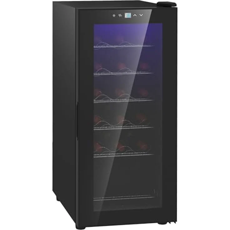 HOMCOM Weinkühlschrank Kompressor für 18 Flaschen, 50 L Getränkekühlschrank mit Glastür, 5-18°, Touchschalter, LED-Anzeige, Schwarz – Bild 1