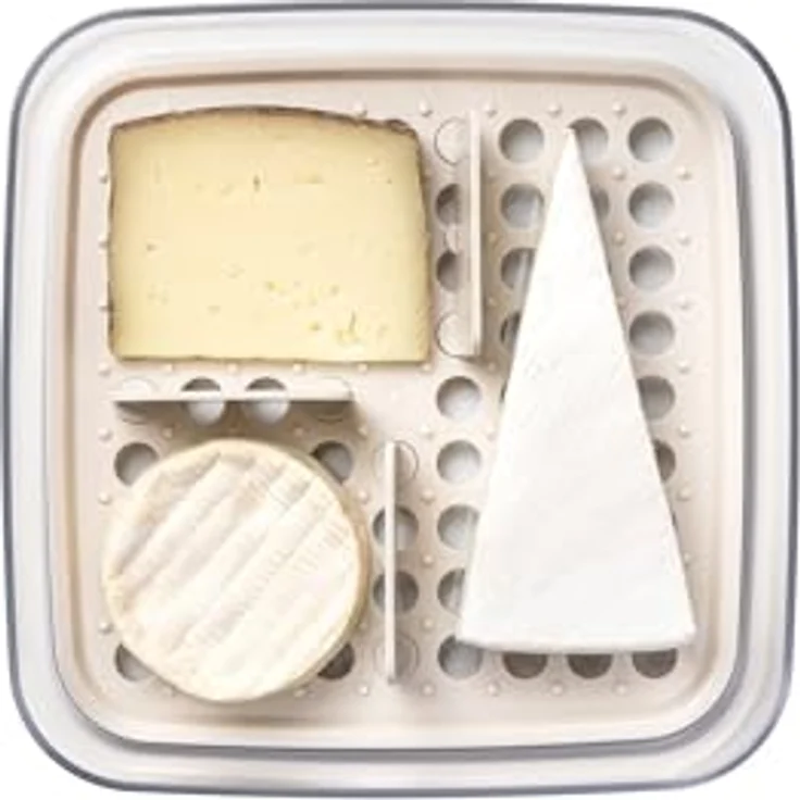 Amuse Käse-Aufbewahrungsbox, transparenter Vorratsbehälter mit verstellbaren Trennwänden und spülmaschinengeeignet, geruchsneutral, stapelbar – Bild 3