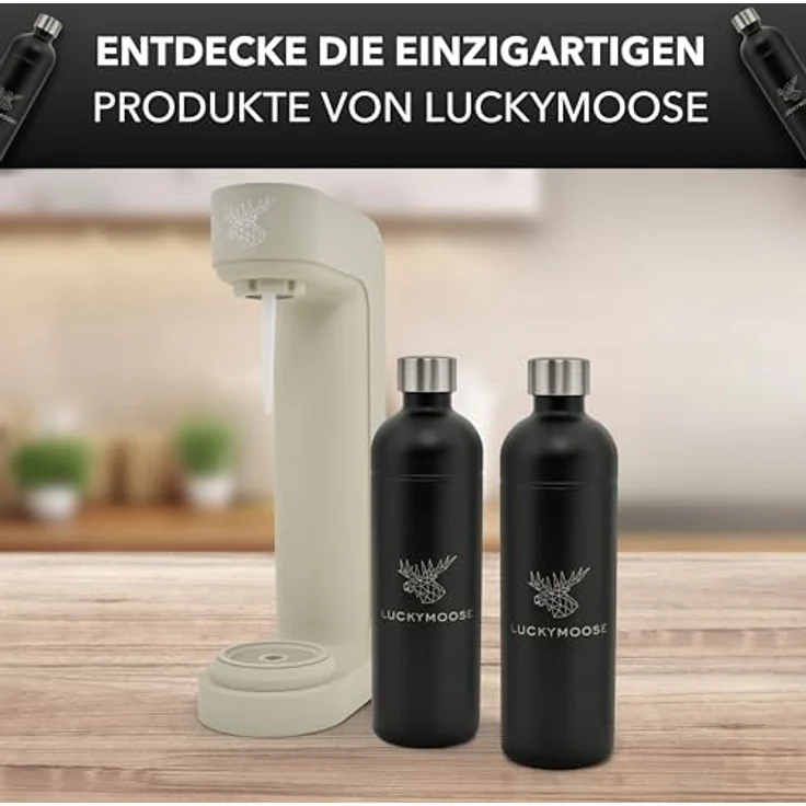Luckymoose Infinity Wassersprudler mit 2x 1,25L spülmaschinenfesten Edelstahlflaschen – CO₂-sparende Sprudelwasser Maschine im extraflachen Design – Bild 7
