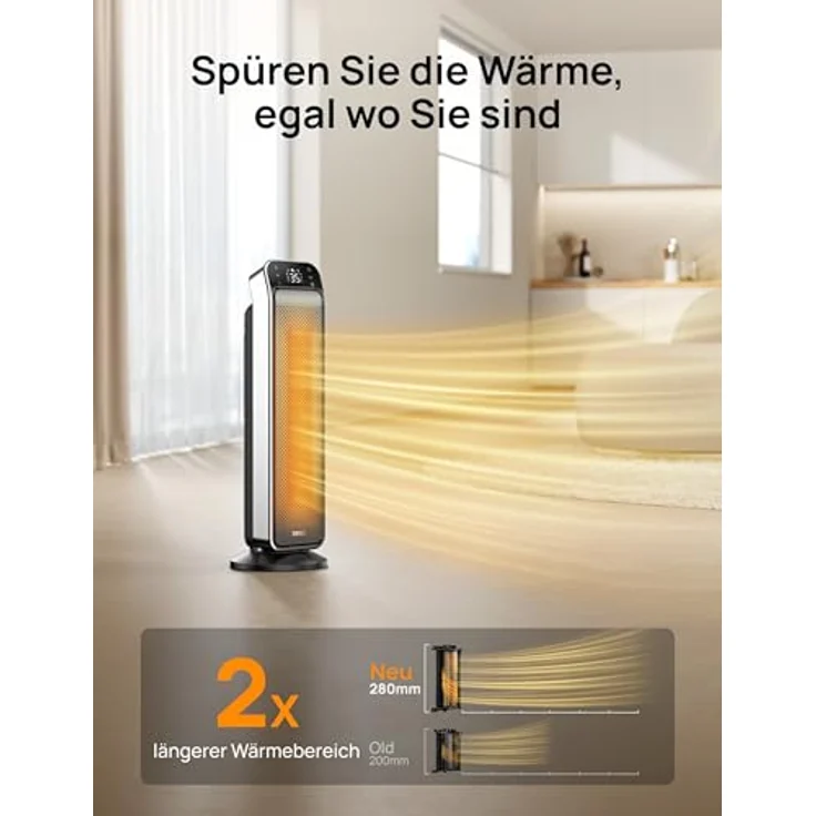 Dreo 25 Zoll Heizlüfter mit Thermostat, Fernbedienung und 2000 W Leistung, V0-flammschützend, Innenbereich, 40 dB Geräuschpegel – Bild 3