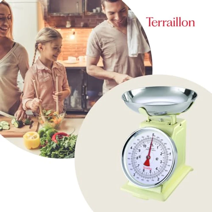Terraillon Küchenwaage, Mit manueller Tara-Funktion, Großes Ziffernblatt, Bis 5 kg, Tradition 500, Creme – Bild 6