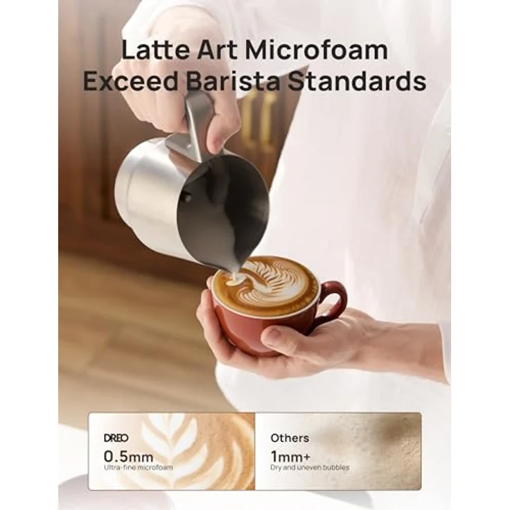 Dreo BaristaMaker, All-in-1 Milchaufschäumer für Latte Art-Niveau Mikrofoam, 27oz/800ml Elektrischer Milchwärmer mit über 30 Getränken, Spülmaschinenfest – Bild 3