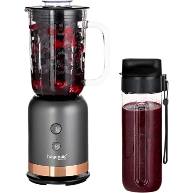 HAGENUK 2in1 Glasmixer To Go | 350 Watt | Glasmixbehälter | To Go Becher aus Tritan Kunststoff | BPA Frei – Bild 1