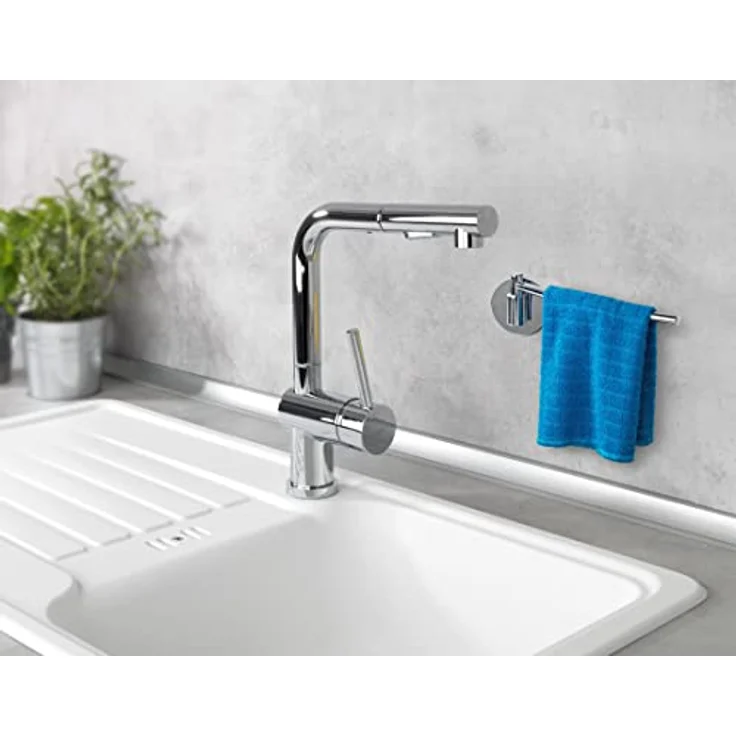 Wenko Turbo-Loc Spültuch-Halter, Befestigen ohne bohren, Edelstahl rostfrei, 23 x 6,5 x 3 cm, silber glänzend – Bild 3