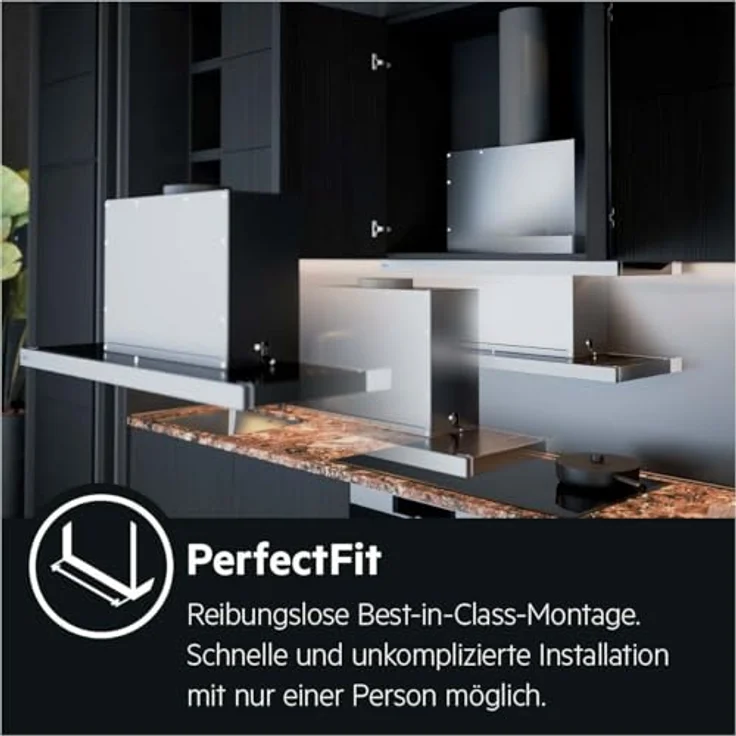 AEG DPE5660B Dunstabzugshaube, 60 cm Flachschirm, schwarze Gehäuse, hocheffiziente Fettfilter, LED-Beleuchtung, Energieeffizienzklasse A – Bild 5