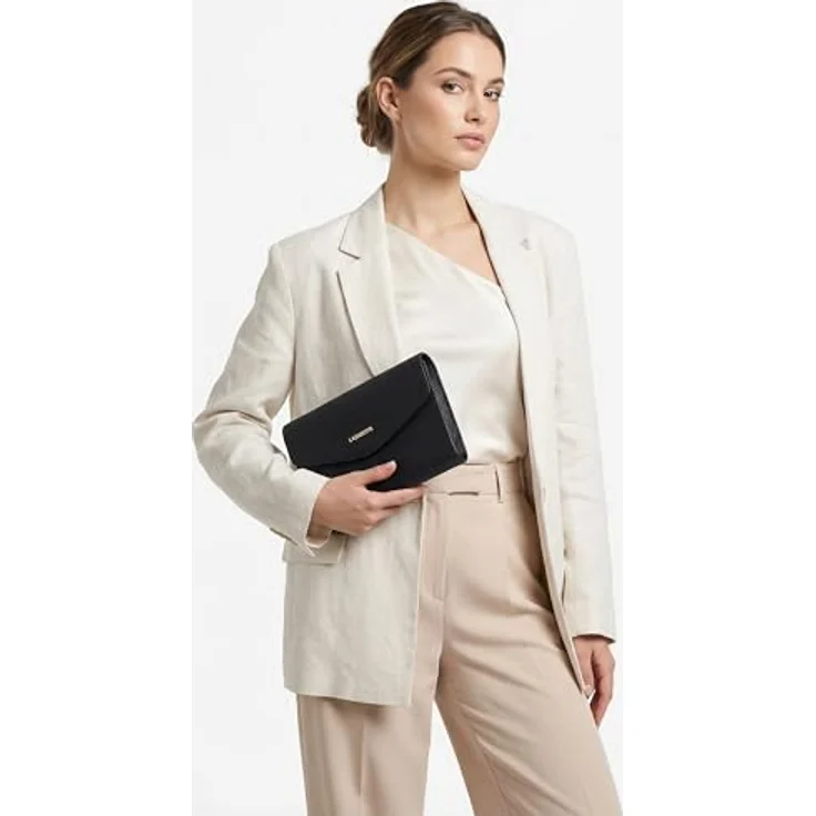 Lazarotti Bologna Leather Clutch, 23 cm Umhängetasche aus 100% Leder, schwarz – Bild 2