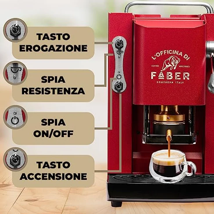 Faber Coffee Machines Pro Deluxe Espressomaschine ESE Pad 44 mm, einfache Reinigung, Tassenwärmer, schnelles Aufheizen, Chrom-Finish – Bild 2