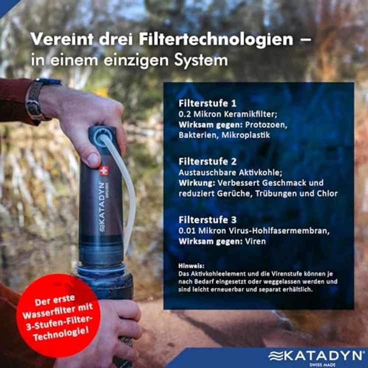 Katadyn Explorer Pro Wasserfilter 8021292, 3-Stufen-Filtration mit Keramik-, Aktivkohle- und Virusmembran, mobiler Purifier für extreme Umgebungen – Bild 5