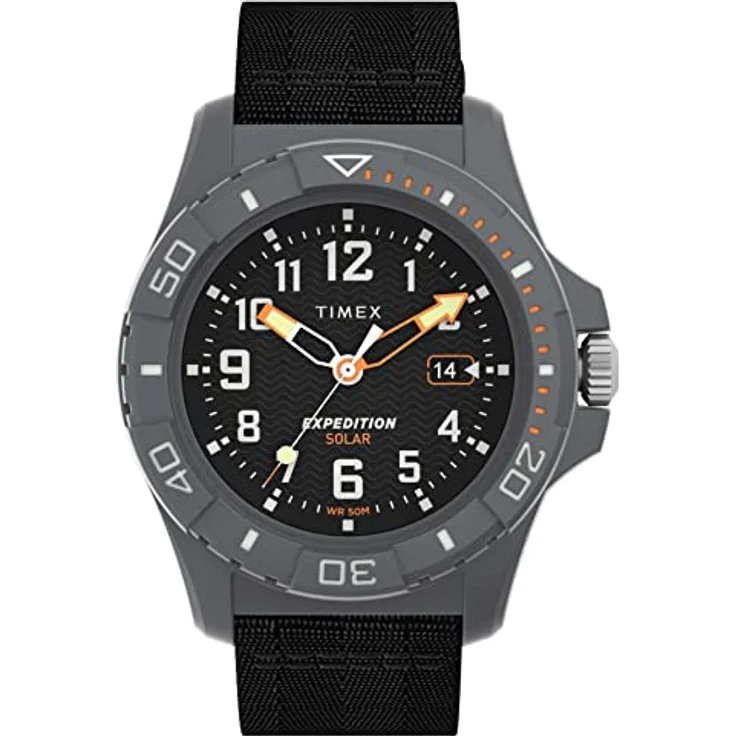 Timex Watch TW2V40500, Sportliche und klassische Uhr mit Kalenderfunktion, Schwarz Textil Band, Grau – Bild 1