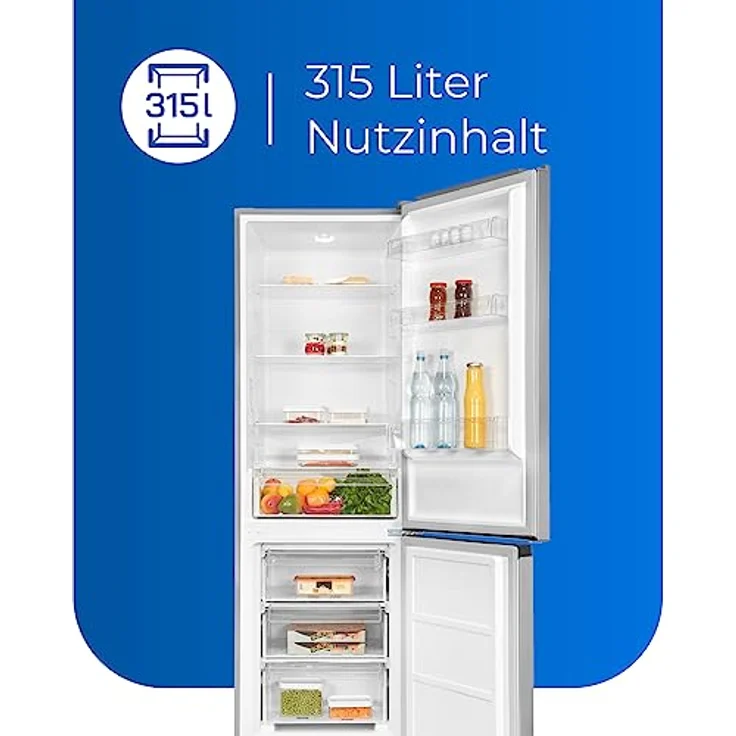 Exquisit Kühl-Gefrierkombination KGC320-95-E-040C inoxlook | 315 L Nutzinhalt | 60cm Breite | Kühl-Gefrier-Kombination | Türanschlag wechselbar – Bild 4