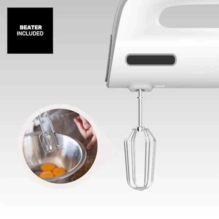 Taurus STATION GREY Handmixer, 300W, 5 Geschwindigkeiten, Turbofunktion, Kunststoff, weiß – Bild 5