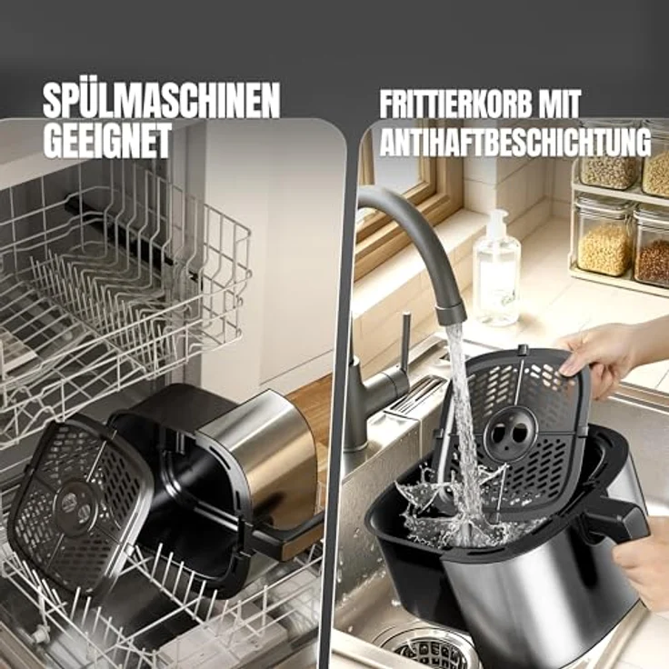 Heinrich´s Heißluftfritteuse XXL, 6,5 Liter 10in1 Air Fryer mit LED-Color-Display, Sensor-Touch, fettfreier Zubereitung, Timer und spülmaschinenfestem Korb, 1600W – Bild 5