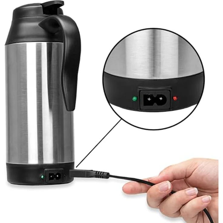 HEYNER Reise-Wasserkocher ThermoVar PRO, Edelstahl Auto Wasserkocher mit Warmhaltefunktion 750ml 12V, 120 W – Bild 5