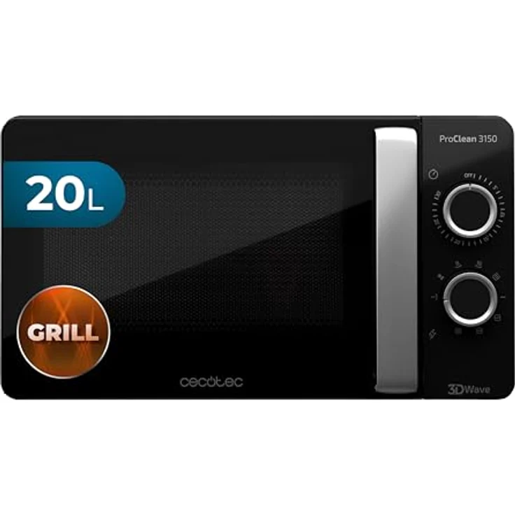 Cecotec ProClean 3150 Mikrowelle mit Grill, Standgerät, 20 Liter Garraum, 700 Watt, Schwarz Silberfarben – Bild 2