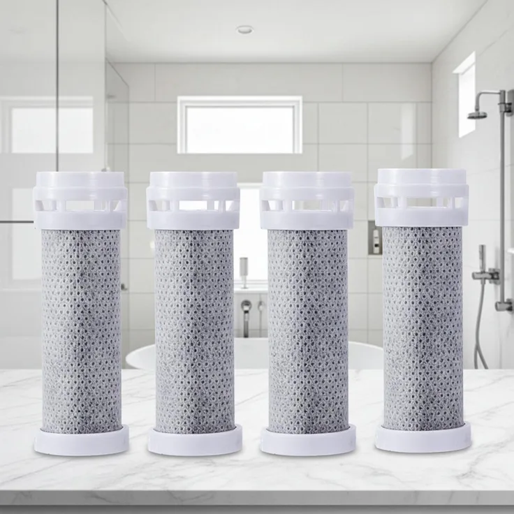 ideoon Ersatz-Wasserfilter für 3-in-1-Duschkopf, 4er-Set - Premium Filter zur Reduktion von Chlor, Fluorid & Bakterien für weicheres Wasser, Haut & Haar