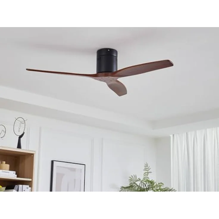 Lucande Deckenventilator Vindur, 3-flüglig aus Holz in dunklem Walnuss, mit Fernbedienung und DC-Motor, geräuscharm – Bild 2