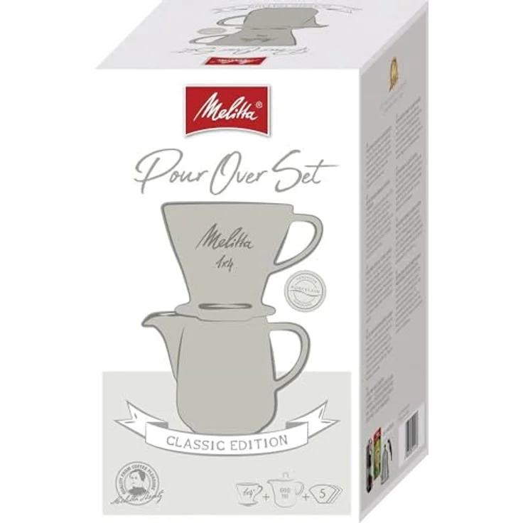 Melitta 6768456 Pour Over Set grau (Kaffeefilter 1x4 + Porzellan Kaffeekanne 0,6 l) Classic Edition – Bild 5