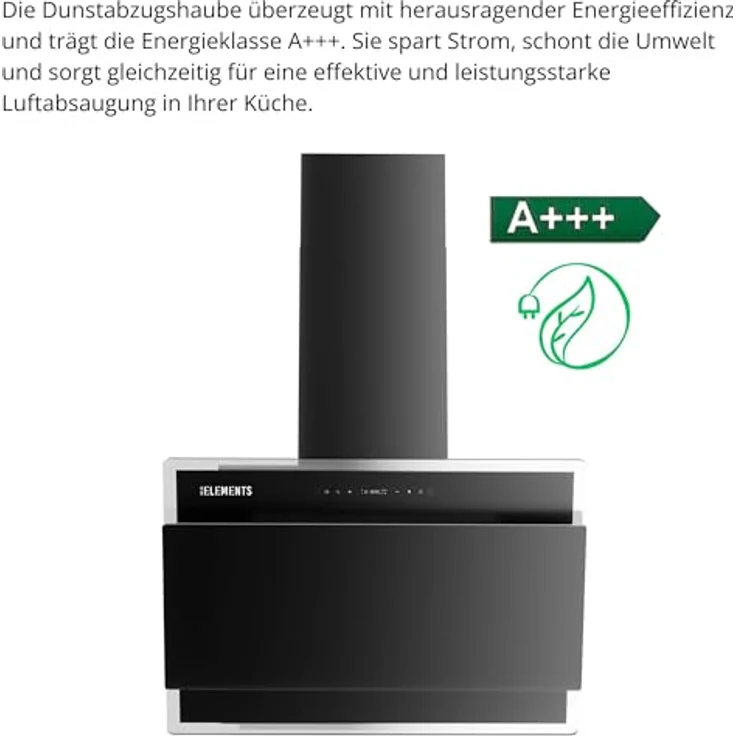 KB ELEMENTS Dunstabzugshaube Unterbau 60 cm, 1000 m³/h, Touch- und Gestensteuerung, Abluft- und Umluftbetrieb, Fernbedienung, LED-Beleuchtung – Bild 6