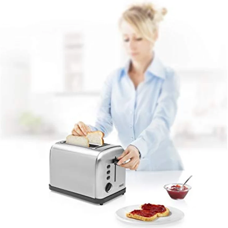 Princess Edelstahl Toaster mit zwei Schlitze ? herausnehmbares Krümmelfach - Auftau-, Aufwärm- & Stoppfunktion , 142354 – Bild 3