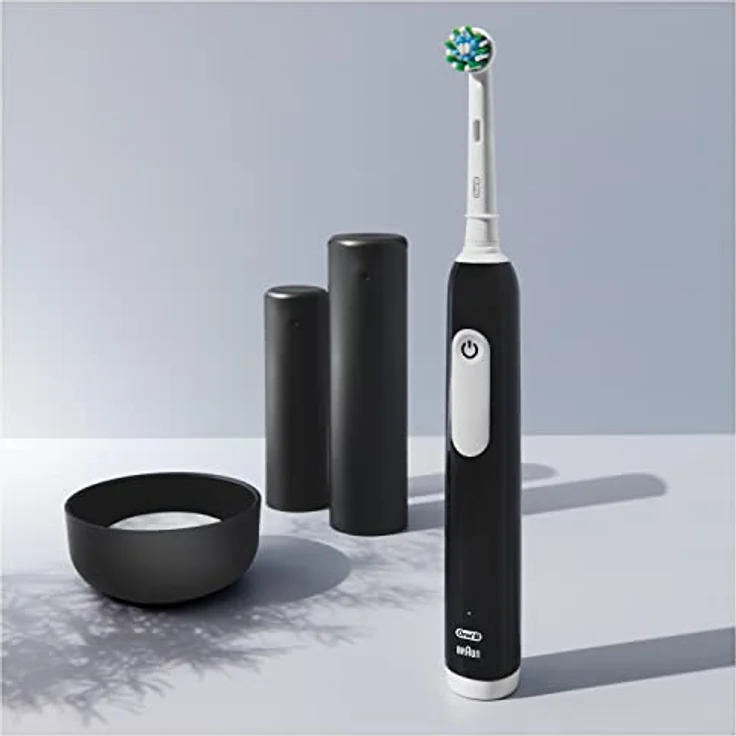 Oral-B Pro 1 Elektrische Zahnbürste/Electric Toothbrush für eine gründliche Zahnreinigung, 3 Aufsteckbürsten, 3 Putzmodi inkl. Sensitive Zahnpflegee, Drucksensor & Timer, Designed by Braun, schwarz – Bild 5