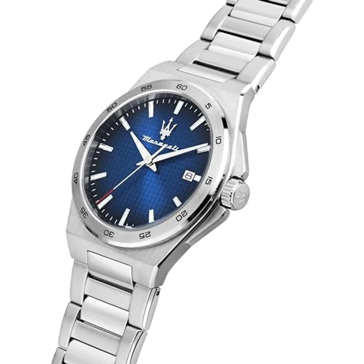 Maserati Speed Slim Herrenuhr, Analog, 40 mm, Zeit- und Datumsanzeige, Silber/Dunkelblau, Wasserdicht bis 5 ATM – Bild 4