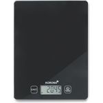 Korona 70247 Küchenwaage ELSA | digital | 5 kg Tragkraft | Einteilung 1 g | mit praktischer Tara-Zuwiegefunktion | Abschaltautomatik | Überlastungsanzeige | Material: Glas | Farbe: schwarz