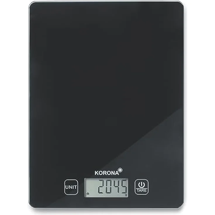 Korona 70247 Küchenwaage ELSA | digital | 5 kg Tragkraft | Einteilung 1 g | mit praktischer Tara-Zuwiegefunktion | Abschaltautomatik | Überlastungsanzeige | Material: Glas | Farbe: schwarz – Bild 1