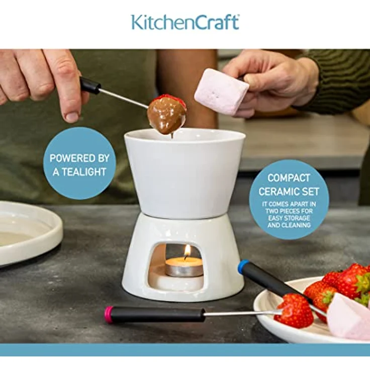Kitchen Craft Schokolatenfondue-Set mit 4 Gabeln – Bild 7