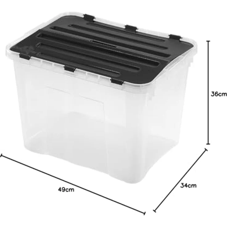 Heidrun Dragon Box, Aufbewahrungsbox mit zerlegbarem Deckel, Schwarz, 49 x 36 x 24 cm, 42 L – Bild 2