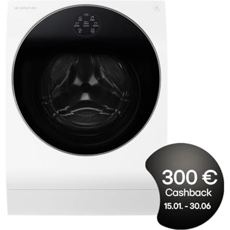 LG Waschtrockner SIGNATURE LSWD099X, 12,00 kg, 7 kg, 1600 U/min, Steam, AquaLock®, TurboWash®, ezDispense®, Dual Inverter, LCD-Display - Weiß – Bild 2