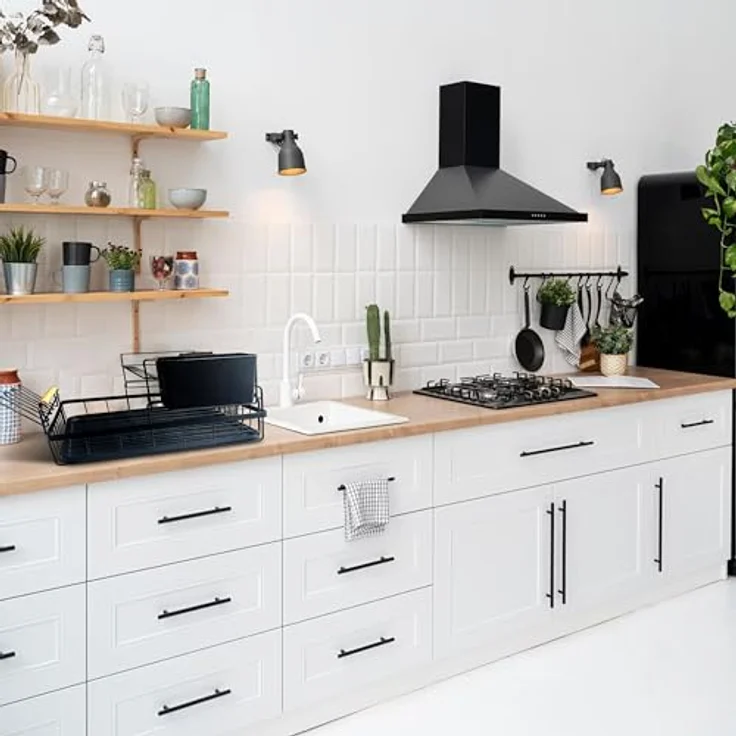 Retoo Geschirr Abtropfständer, platzsparender Geschirrabtropfer mit herausnehmbarem Tablett, 44 x 42 x 26.5 cm, Schwarz – Bild 3