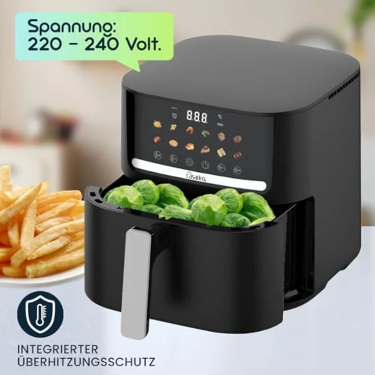 Casativo Heißluftfritteuse CH9693, 1600 W, 11 Programme, 6,5L Volumen, LED-Touch-Display – Bild 6