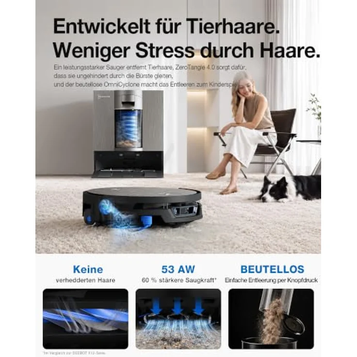 ECOVACS X12S OMNICYCLONE Care Kit, Saugroboter mit Wischfunktion, 53AW Saugkraft, TruEdge 3.0 und PowerBoost Charging Plus – Bild 4