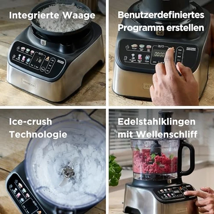 KENWOOD Kompakt-Küchenmaschine MultiPro OneTouch FDM73.480SS schwarz, 1000 W - 1,5L Mixer, 3L Arbeitsbehälter, integrierte Waage, Timer, spülmaschinenfest, Sicherheitsverriegelung, Ice Crush-Technologie – Bild 5