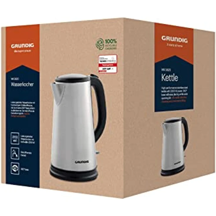 Grundig WK5620 Wasserkocher, 2200 W, 1,7 l, 1.7 liters, Edelstahl-Schwarz – Bild 6
