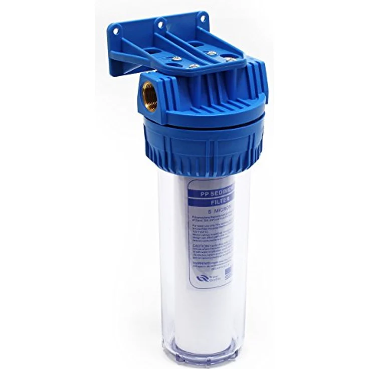 Naturewater NW-BR10A Wasserfilter, 1 Stufen Sedimentfilter mit 5 µ, 32,89 mm (1") Filtereinsatz, PP Kartusche, Wandhalterung und Filterschlüssel – Bild 1