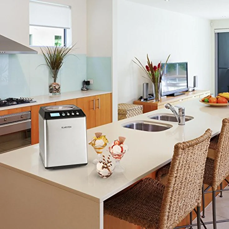 Klarstein Vanilly Sky Family Eismaschine, 250W, Kühlhaltefunktion, 2,5L, Timer, LED-Display, silber – Bild 2