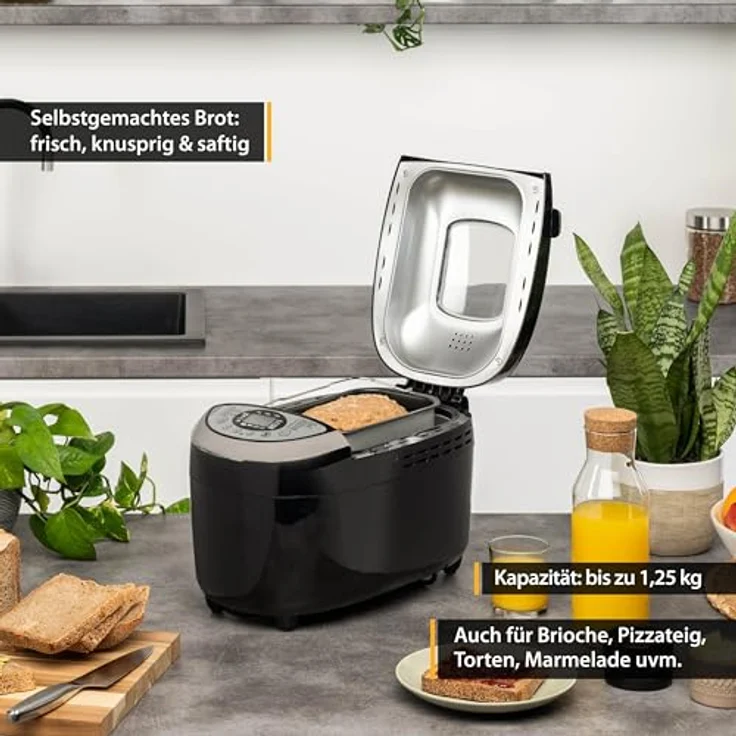 TZS First Austria Brotbackautomat mit 12 Automatikprogrammen, 700g-1000g-1250g Füllmenge, Timer, einstellbare Bräunungsgrade und Warmhaltefunktion - 850W – Bild 4