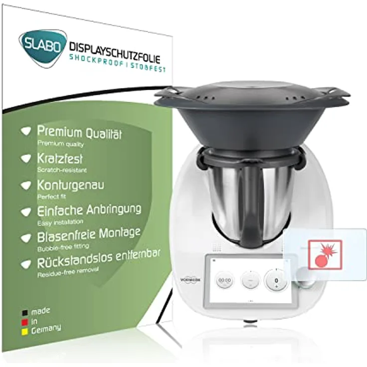 Slabo Shockproof 2 x Panzerschutzfolie für Vorwerk Thermomix TM6, klar