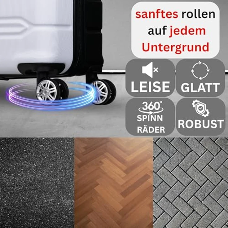 Nowi Rhodos 4 Rollen Trolley 68 cm, Weiss, (62.70 l, L) - Stylischer Trolley mit Kreuzpackgurt und Wäschefach – Bild 4