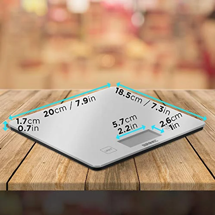 Duronic KS1080 Küchenwaage, 5 kg digitale Feinwaage mit 1 g Genauigkeit, silber, mit Tara-Funktion und LCD Display – Bild 2