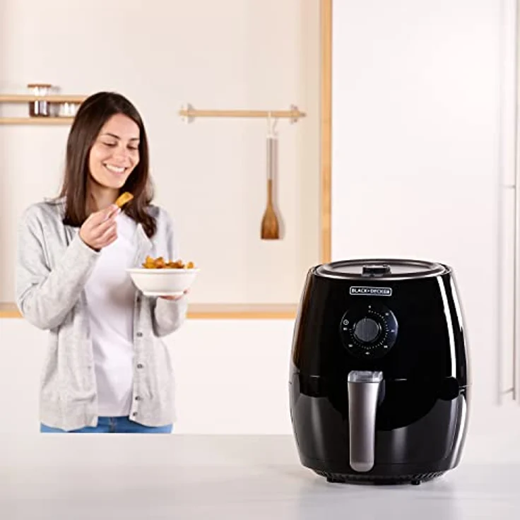 Black + Decker BXAF2500E Heißluftfritteuse, ohne Öl, Standgerät, 1500 Watt, 2,5 Liter, Temperaturbereich bis 200 °C, Timer, schwarz – Bild 16