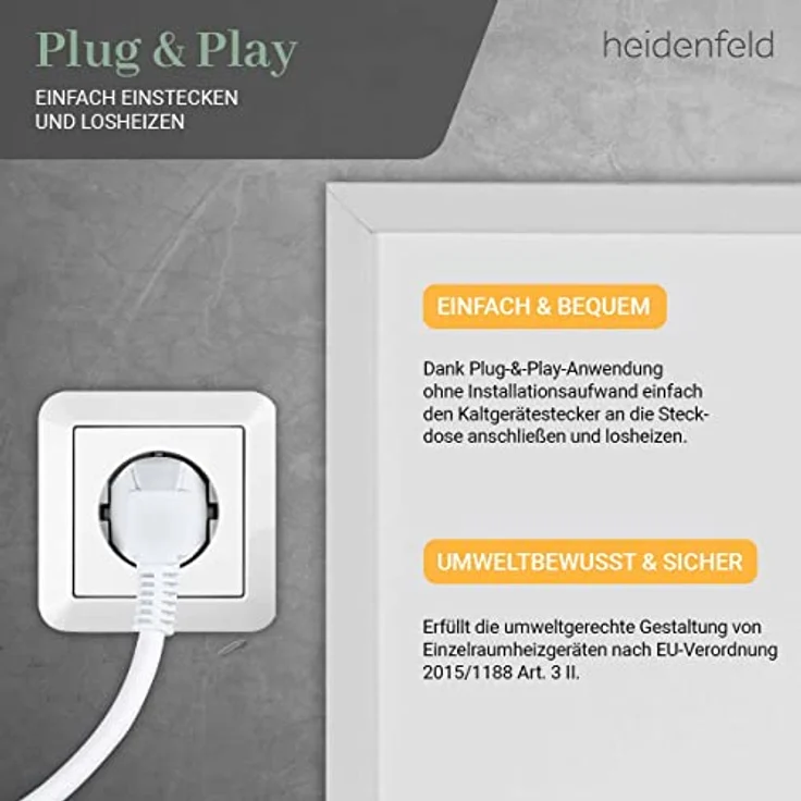 Heidenfeld Infrarotheizung HF-HP106-3 weiß inkl. Fernbedienung, 300 Watt, Infrarotheizung – Bild 5