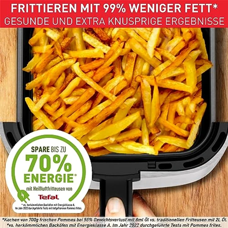 Tefal EY501A Easy Fry & Grill Heißluftfritteuse | 4,2 L Fassungsvermögen | 2-in-1 Technologie | Extra Crisp-Technologie | energiesparend | Grill-Technologie | Timer | Nube – Bild 5