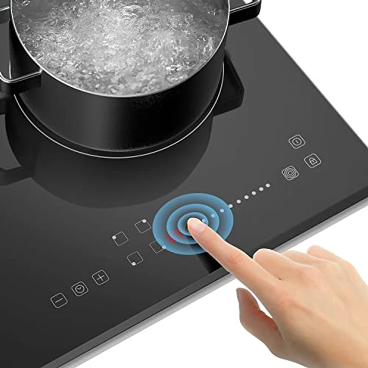 Midea KF500IX autarkes Kochfeld 4 Zonen / 60 cm/Touch Slider, Restwärmeanzeige, individueller Timer, flaches Rahmendesign/schwarz/Kindersicherung, Dualring – Bild 3