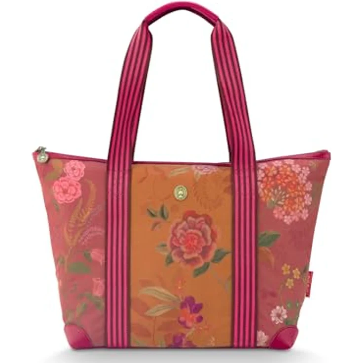 Pip Studio Tilda Bodhi Flower Pink Tragetasche Medium, 47x17x37cm, Satin/PVC Material – Bild 1