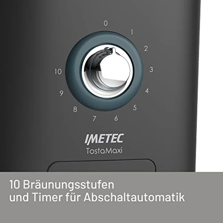 Imetec TostaMaxi 2-Schlitz-Toaster, 600W, 10 Bräunungsstufen, Timer mit automatische Abschaltung, silber, schwarz – Bild 6