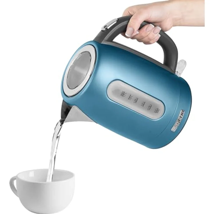 SENCOR SWK 1772BL Wasserkocher aus Edelstahl mit abnehmbarem Filter (2150 Watt, Ein - Aus-Schalter mit Hintergrundbeleuchtung , Volumen 1,7 L.) metallic blau – Bild 9