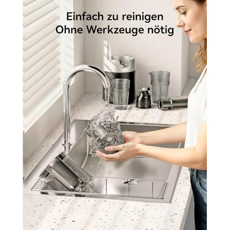 EUHOMY Slow Juicer, Kaltpress-Entsafter für ganze Gemüse und Obst, 135 mm XL-Einfüllschacht, 1,8 Liter Behälter, 220W leiser Motor – Bild 9
