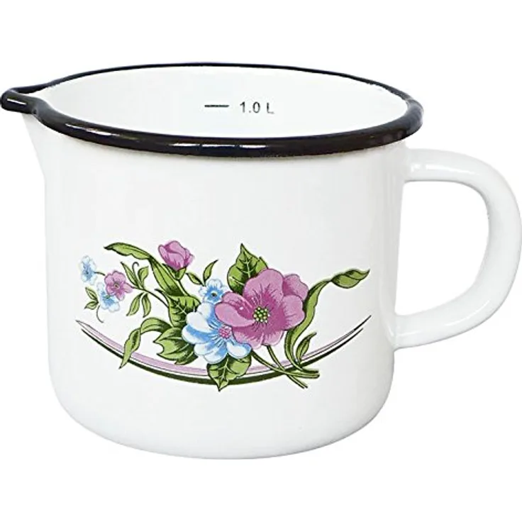 KRÜGER Milchtopf Venedig 1 L, Emaille, Mehrfarbig, 12 cm